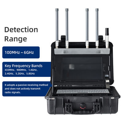 100MHz-6GHz băng thông rộng Phân tích phổ di động Phân tích máy bay không người lái FPV & Phát hiện UAV kỹ thuật số với ảnh chụp video thời gian thực 5km RF Signal Finder cho An ninh nhà tù & Sân bay