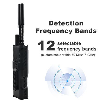 Mua Máy phát hiện máy bay không người lái cầm tay với phổ quang phổ đầy đủ 70MHz 6GHz, phạm vi phát hiện 1,5 2 km và 12 băng tần được đặt sẵn cho máy bay không người lái công nghiệp và FPV sản xuất trực tuyến